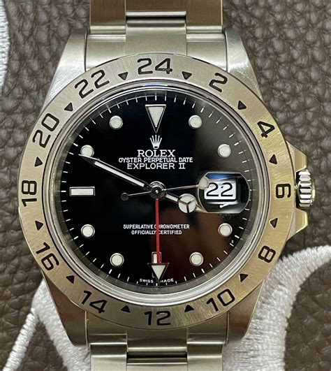 rolex explorer ii 16570 black dial e serial